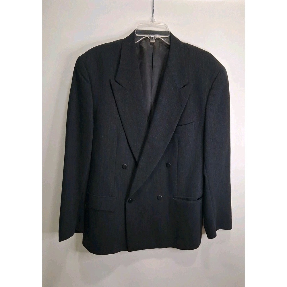 LUBIAM 50R Cerruti Navy Blazer Virgin Wool Double Breasted Twill Weave Coat